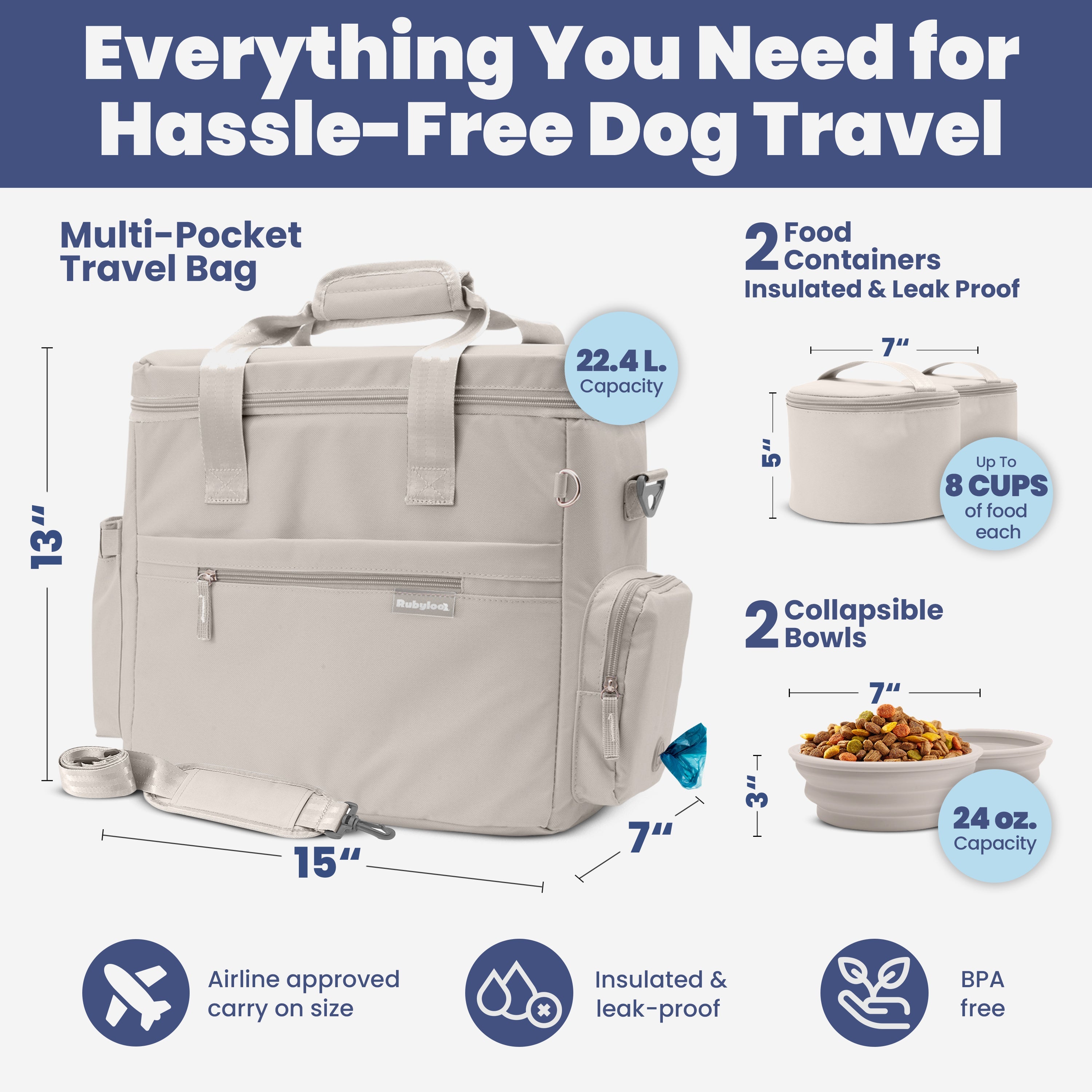 The Original Doggy Bag™ Dog Travel Bag for Supplies