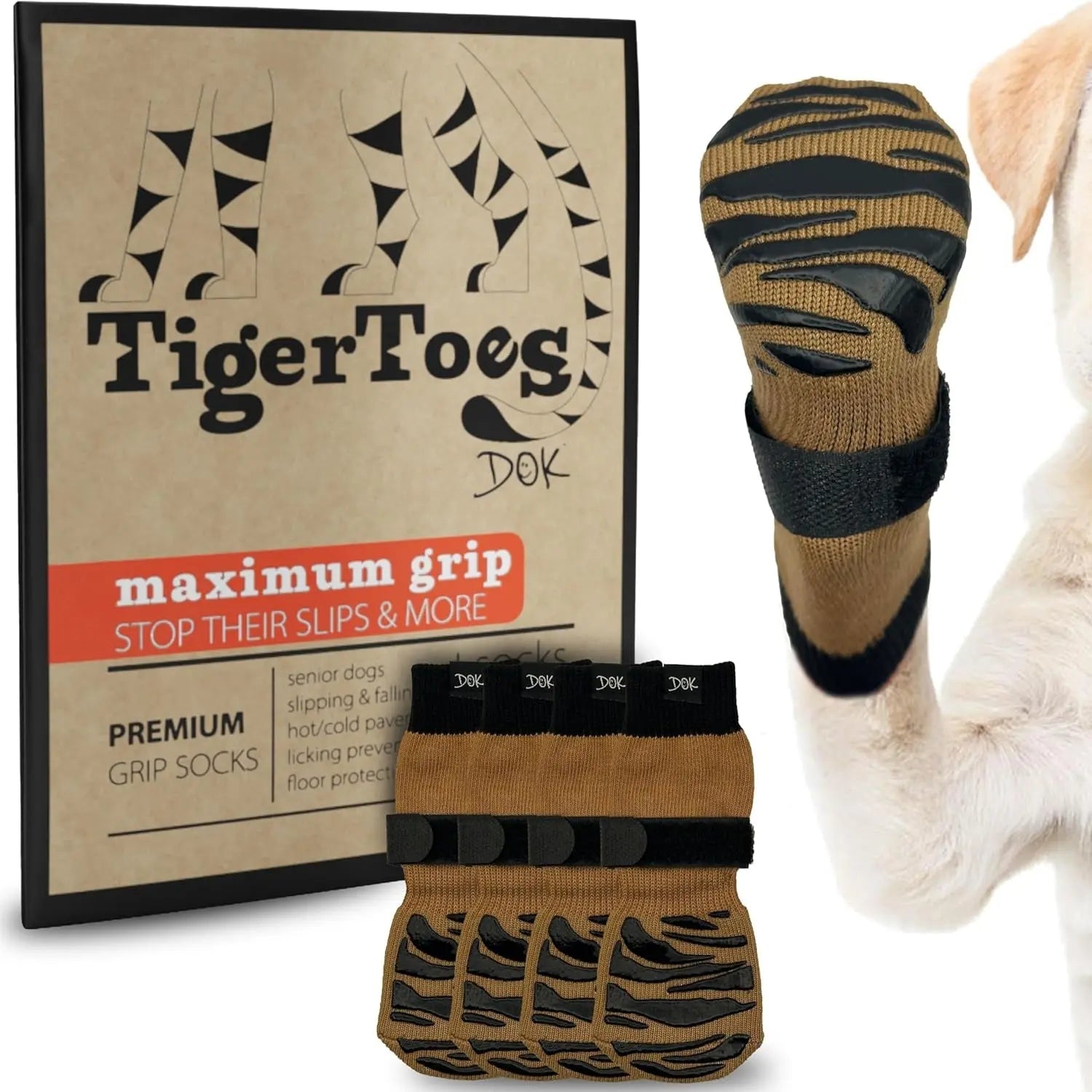 Tigertoes Non-Slip Dog Socks for Outdoors & Indoors, Extra Grip Paw Protection