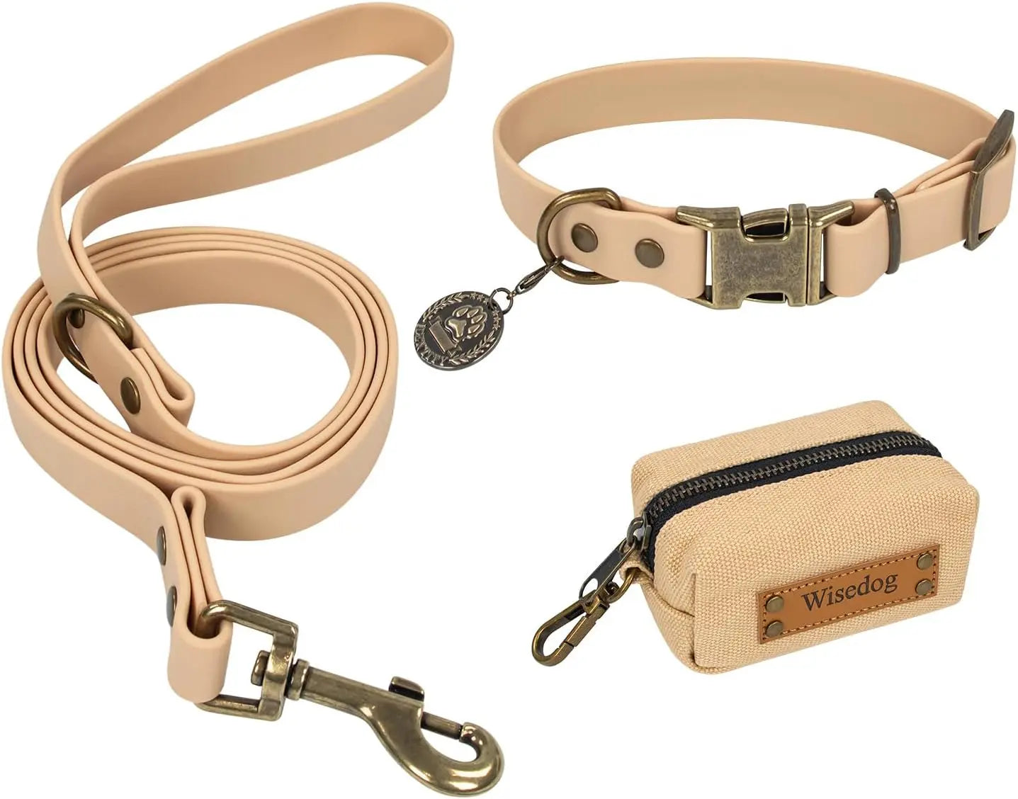 Waterproof Dog Collar & 4FT Leash Set Adjustable XS–XL with Poop Bag