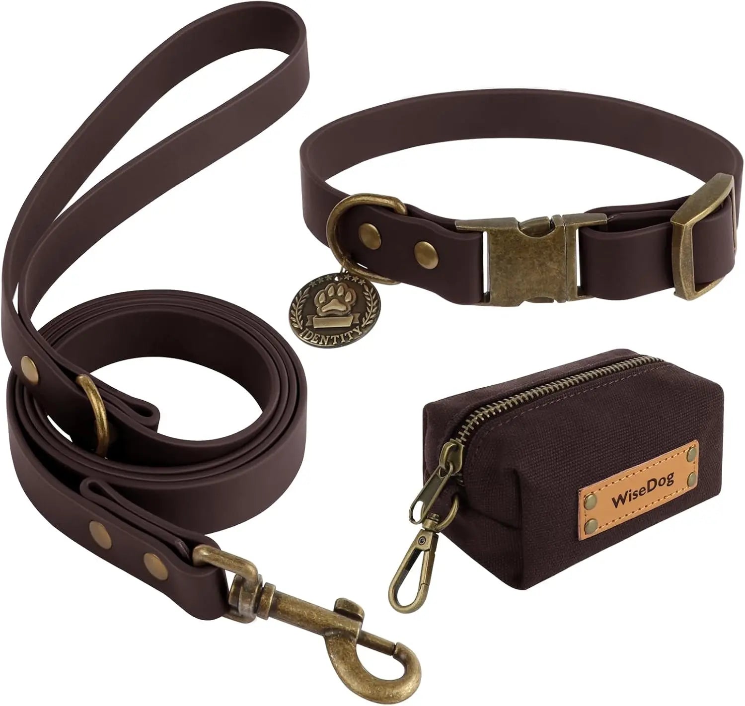 Waterproof Dog Collar & 4FT Leash Set Adjustable XS–XL with Poop Bag