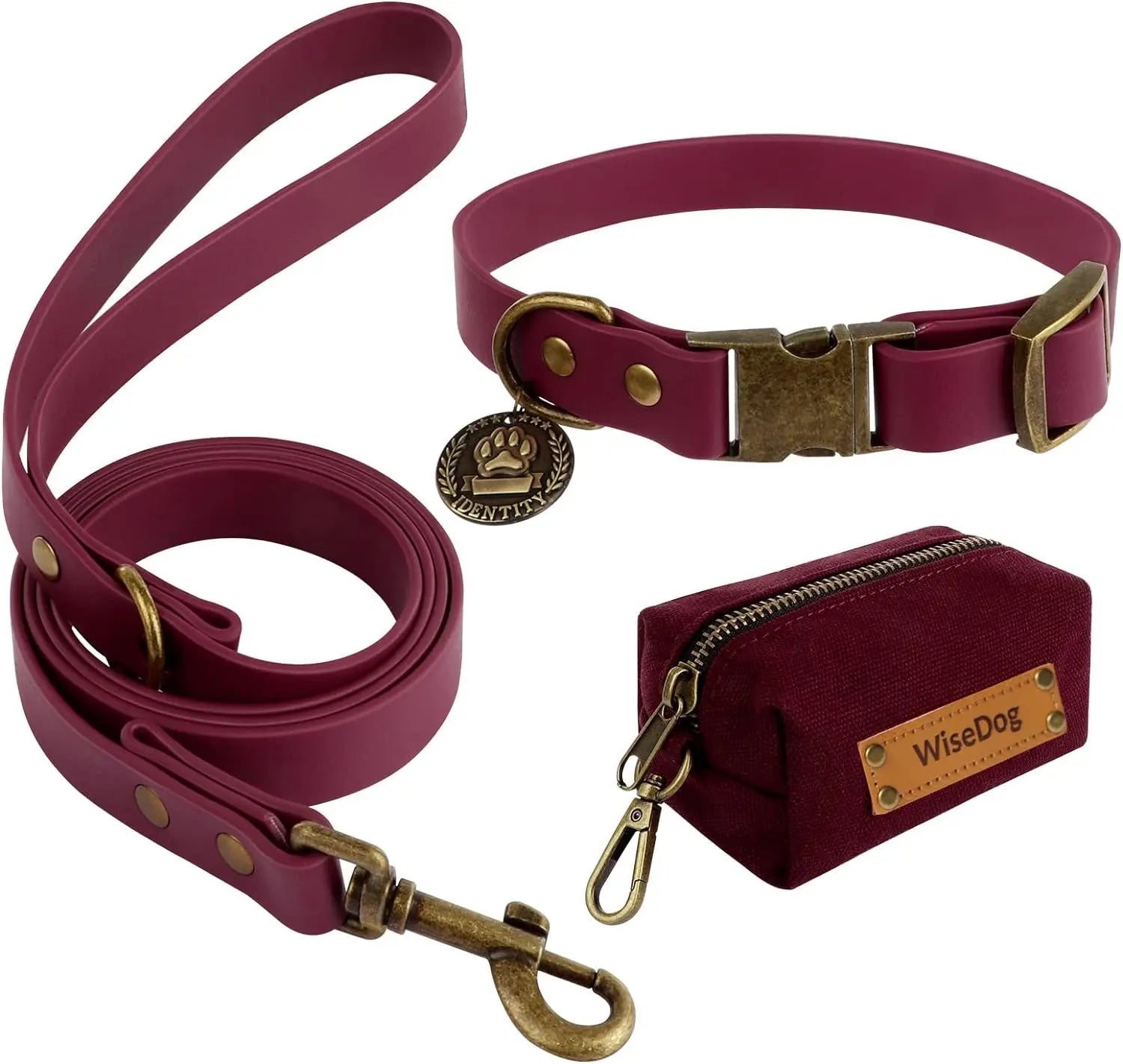 Waterproof Dog Collar & 4FT Leash Set Adjustable XS–XL with Poop Bag