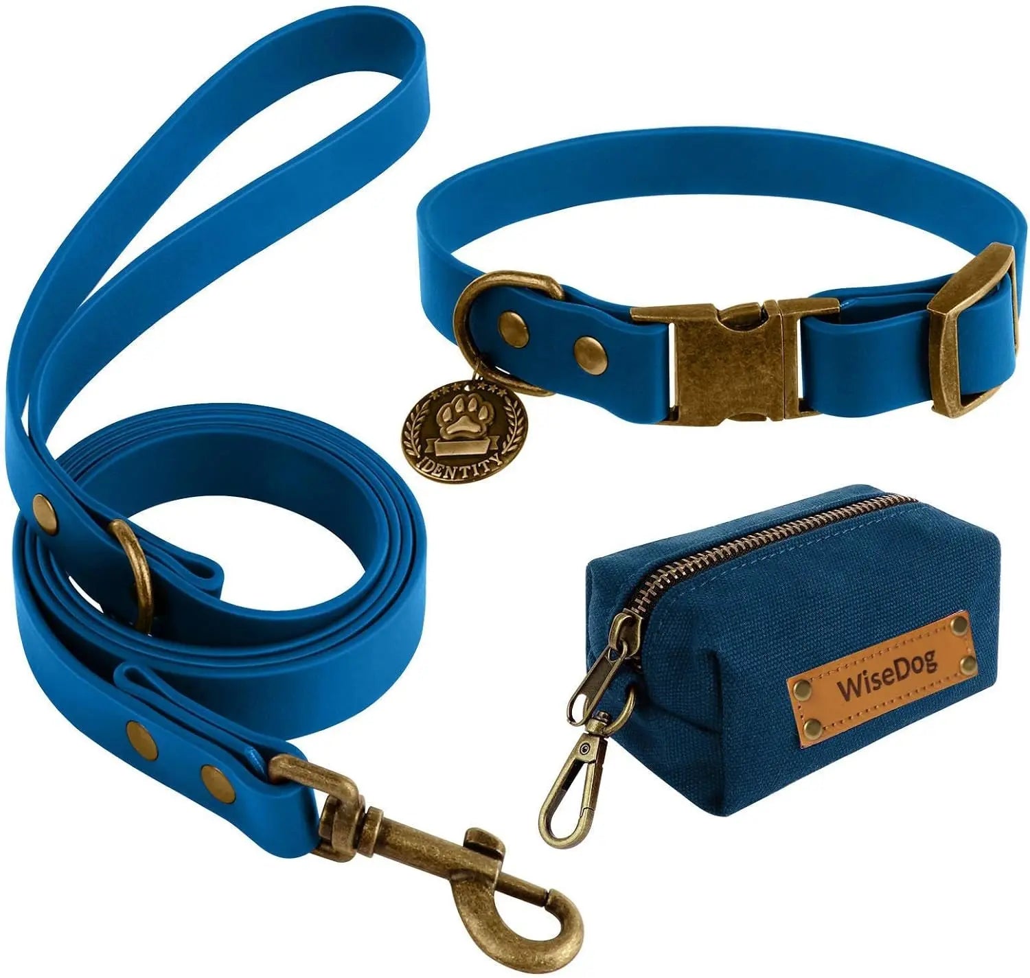 Waterproof Dog Collar & 4FT Leash Set Adjustable XS–XL with Poop Bag