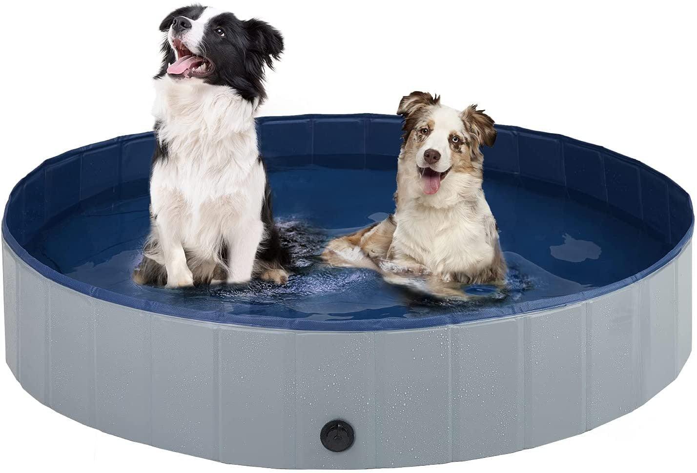 Portable Dog Swimming Pool Pet Bath Tub Foldable Leak-proof PVC Safe Pet Supplies with Drain Easy Clean Dog Accessories Foldable Dog Pool for Large Dogs Portable Plastic Hard Outdoor Swimming Pool Pet Bath Pool